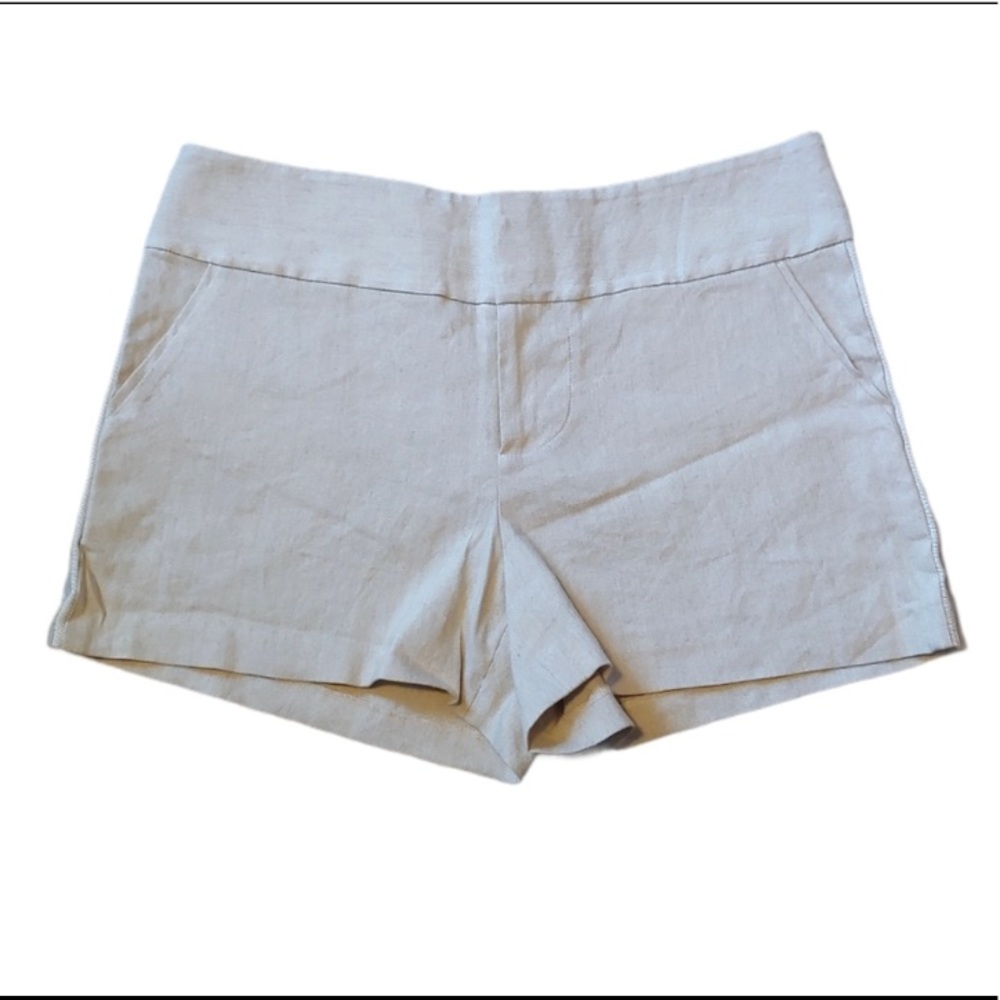Alice + Olivia Beige Linen Blend Shorts